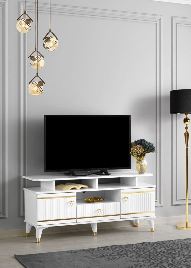 130 CM KORDON RAFLI MDF MEBRAN KAPAK TV SEHPASI