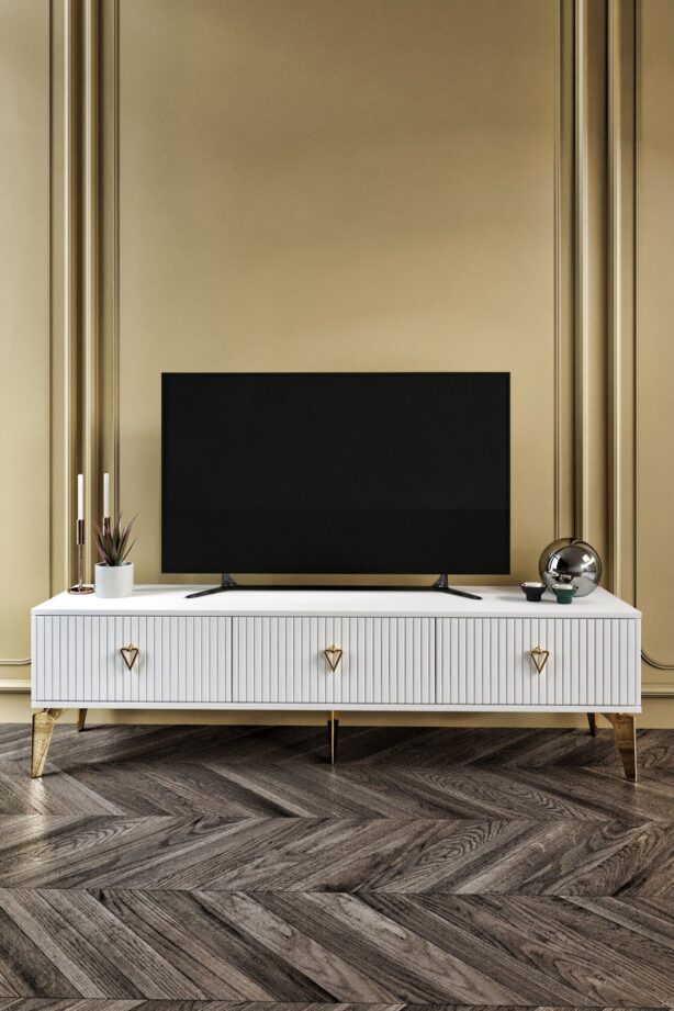 150 CM ZEUGMA MDF MEBRAN KAPAK BEYAZ GOLD