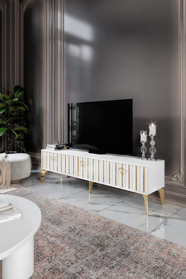 150 Cm Dubai Mdf Mebran Kapak Beyaz Gold