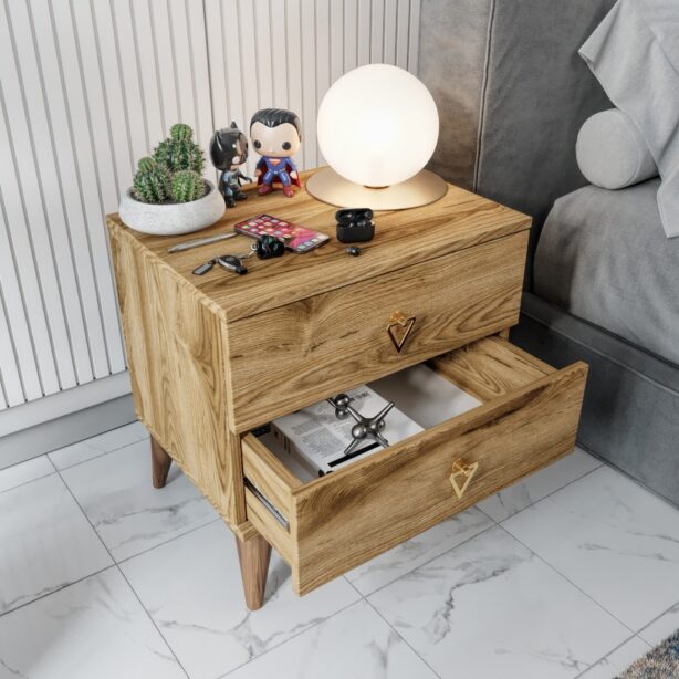 Simple 2 Çekmeceli Komodin SMP5002 Ceviz