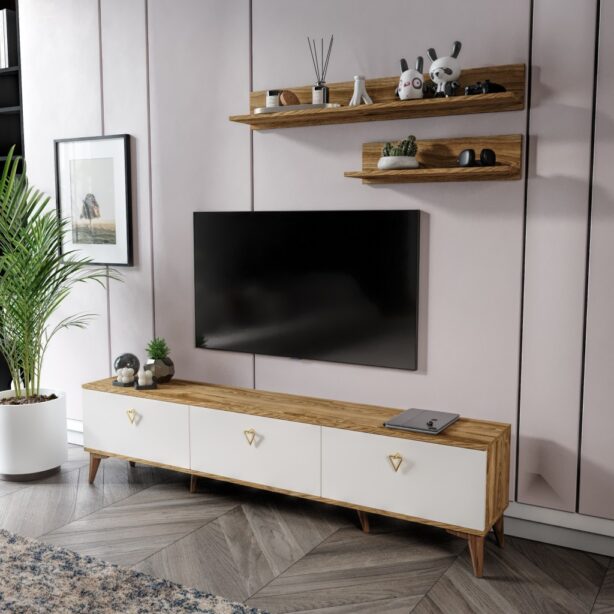 Simple Modern 180 Cm SMP18033 Tv ünitesi 2 Raflı Eekru Ceviz